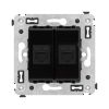 ДКС 4402664 Компьютерная розетка RJ-45 без шторки в стену, кат.5е двойная, Avanti, черный квадрат ДКС 4402664 Компьютерная розетка RJ-45 без шторки в стену, кат.5е двойная, Avanti, черный квадрат