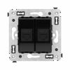ДКС 4402694 Компьютерная розетка RJ-45 без шторки в стену, кат.6 двойная, Avanti, черный квадрат ДКС 4402694 Компьютерная розетка RJ-45 без шторки в стену, кат.6 двойная, Avanti, черный квадрат