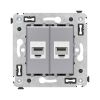 ДКС 4404664 Компьютерная розетка RJ-45 без шторки в стену, кат.5е двойная, Avanti, закаленная сталь