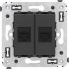 ДКС 4412674 Компьютерная розетка RJ-45 без шторки в стену, кат.6А двойная, Avanti, черный матовый