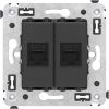 ДКС 4412694 Компьютерная розетка RJ-45 без шторки в стену, кат.6 двойная, Avanti, черный матовый