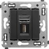 ДКС 4412403 USB 2.0 розетка одинарная в стену, тип А-А, Avanti, черный матовый