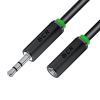 GCR Удлинитель аудио 2.0m jack 3,5mm/jack 3,5mm черный, ультрагибкий, M/F, Premium, экран, стерео GCR-50593