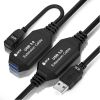 GCR Удлинитель активный 7.5m USB 3.0 (USB 3.2 Gen 1), AM/AF, OD:5.0mm, черный, с усилителем сигнала, доп.питание micro GCR-51924