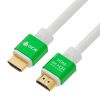 GCR PRO Кабель 1.0m HDMI 2.0, белый, AL корпус зеленый, HDR 4:2:2, Ultra HD, 4K 60 fps 60Hz/5K*30Hz, 3D, AUDIO, 18.0 Гбит/с, 28/28 AWG, 3 X экран GCR-51295