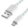 GCR Кабель 0.5m MicroUSB, бело-зеленый, белые коннекторы, быстрая зарядка, 28/24 AWG GCR-UA9MCB3-BD-0.5m