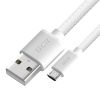 GCR Кабель 0.5m MicroUSB, быстрая зарядка, белый нейлон GCR-54081