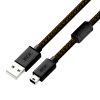 GCR Кабель PROF 3.0m USB 2.0, AM/mini, черный, ферритовое кольцо, 28/24 AWG, экран, армированный, морозостойкий GCR-51199