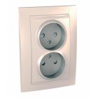  - Schneider Electric SE Unica Беж Розетка 2-ая б/з с защитными шторками винт. зажим, литая (MGU23.063.25D)