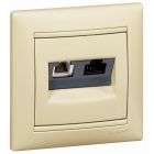  - Legrand Valena Крем Розетка комп.(RJ45) 1-ая 6 кат UTP + ТЛФ 1-ая (RJ11) (774180)