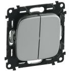 - Legrand Valena ALLURE DIY Алюминий выключатель 2-х клавишный 10А 250В (752905)