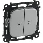  - Legrand Valena ALLURE DIY Алюминий переключатель 2-клавишный с подсветкой 10А 250В (752909)