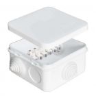  - Коробка распределительная ОП 75х75х45мм IP54 с клемм. 7 выходов 3 гермоввода 10А 6 контактов крышка защелкивающаяся бел. Epplast 220323