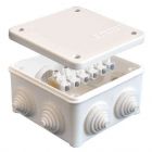  - Коробка распределительная ОП 85х85х45мм IP54 с клемм. 7 выходов 3 гермоввода 10А 6 контактов крышка на винтах бел. Epplast 130113