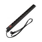  - Блок распределения питания для 19" шкафов, вертикальный, 12 розеток СЕЕ 7/4, 16A, выкл, алюм корп, шнур 2м, вилка СЕЕ 7/7 REXANT (04-0204-2)