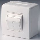 ДКС 10656B Коробка в сборе с 2 розетками RJ45, кат.5е (телефон / компьютер), коричневая - ДКС 10656B Коробка в сборе с 2 розетками RJ45, кат.5е (телефон / компьютер), коричневая