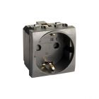  - ДКС 77482N Электрическая розетка, с заземлением, со шторками, черная, 2 мод.