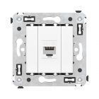  - ДКС 4400663 Компьютерная розетка RJ-45 без шторки в стену, кат.5е одинарная, Avanti, белое облако