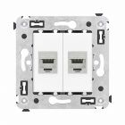  - ДКС 4400774 Компьютерная розетка RJ-45 без шторки в стену, кат.6A двойная  экранированная, Avanti, белое облако