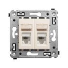  - ДКС 4405374 Компьютерная розетка RJ-45 в стену, кат.6А двойная, Avanti, ванильная дымка