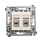  - ДКС 4405394 Компьютерная розетка RJ-45 в стену, кат.6 двойная экранированная, Avanti, ванильная дымка