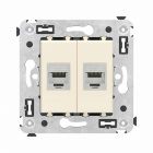  - ДКС 4405774 Компьютерная розетка RJ-45 без шторки в стену, кат.6А двойная экранированная, Avanti, ванильная дымка