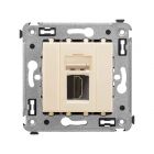  - ДКС 4405253 HDMI розетка одинарная в стену, тип А-А, Avanti, ванильная дымка