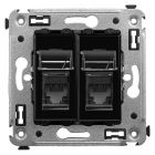  - ДКС 4402294 Компьютерная розетка RJ-45 в стену, кат.6 двойная, Avanti, черный квадрат