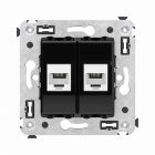  - ДКС 4402614 Телефонная розетка RJ-12 без шторки в стену двойная, Avanti, черный квадрат