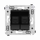  - ДКС 4402674 Компьютерная розетка RJ-45 без шторки в стену, кат.6А двойная, Avanti, черный квадрат