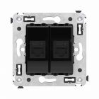  - ДКС 4402694 Компьютерная розетка RJ-45 без шторки в стену, кат.6 двойная, Avanti, черный квадрат