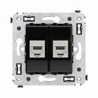  - ДКС 4402794 Компьютерная розетка RJ-45 без шторки в стену, кат.6 двойная экранированная, Avanti, черный квадрат