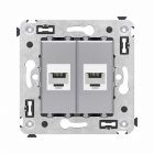 ДКС 4404614 Телефонная розетка RJ-12 без шторки в стену двойная, Avanti, закаленная сталь - ДКС 4404614 Телефонная розетка RJ-12 без шторки в стену двойная, Avanti, закаленная сталь