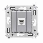  - ДКС 4404673 Компьютерная розетка RJ-45 без шторки в стену, кат.6А одинарная, Avanti, закаленная сталь