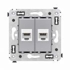  - ДКС 4404694 Компьютерная розетка RJ-45 без шторки в стену, кат.6 двойная, Avanti, закаленная сталь