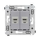  - ДКС 4404764 Компьютерная розетка RJ-45 без шторки в стену, кат.5e двойная экранированная, Avanti, закаленная сталь