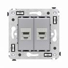  - ДКС 4404794 Компьютерная розетка RJ-45 без шторки в стену, кат.6 двойная экранированная, Avanti, закаленная сталь