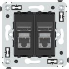 ДКС 4412394 Компьютерная розетка RJ-45 в стену, кат.6 экранированная двойная, Avanti, черный матовый - ДКС 4412394 Компьютерная розетка RJ-45 в стену, кат.6 экранированная двойная, Avanti, черный матовый