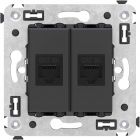  - ДКС 4412674 Компьютерная розетка RJ-45 без шторки в стену, кат.6А двойная, Avanti, черный матовый