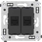  - ДКС 4412694 Компьютерная розетка RJ-45 без шторки в стену, кат.6 двойная, Avanti, черный матовый