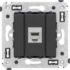  - ДКС 4412773 Компьютерная розетка RJ-45 без шторки в стену, кат.6A одинарная  экранированная, Avanti, черный матовый