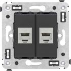  - ДКС 4412774 Компьютерная розетка RJ-45 без шторки в стену, кат.6А двойная экранированная, Avanti, черный матовый