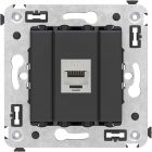  - ДКС 4412793 Компьютерная розетка RJ-45 без шторки в стену, кат.6 одинарная экранированная, Avanti, черный матовый