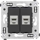  - ДКС 4412794 Компьютерная розетка RJ-45 без шторки в стену, кат.6 двойная экранированная, Avanti, черный матовый