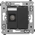  - ДКС 4412503 Розетка TV одиночная в стену, Avanti, черный матовый