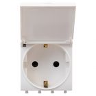  - ДКС 4400012 Розетка с крышкой модульная, 2P+E, с з/ш, Avanti, белое облако, 2 модуля