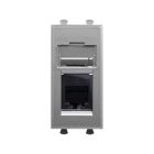  - ДКС 4404311 Телефонная розетка RJ-12 модульная, "Avanti", " Закаленная сталь", 1 модуль