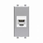  - ДКС 4404611 Телефонная розетка RJ-12 без шторки модульная, Avanti, закаленная сталь, 1 модуль