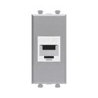  - ДКС 4404661 Компьютерная розетка RJ-45 без шторки модульная, кат.5е, Avanti, закаленная сталь, 1 модуль