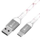  - GCR Кабель 1.0m Type-C, быстрая зарядка 18W, поддержка QC, PD, бело-розовый, AL case серебро, 28/24 AWG GCR-55301